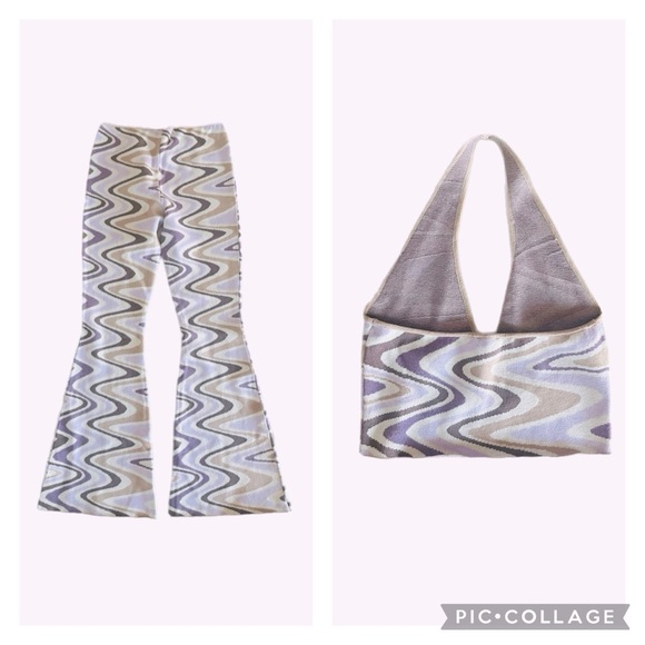 NWOT Princess Polly Zena Knit Flare Pant Halter Top Set in Multi Purple Size M/L - Picture 8 of 12